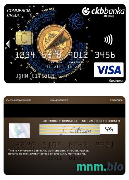 Montenegro CKB Bank visa biznes credit karta przykład w formacie PSD